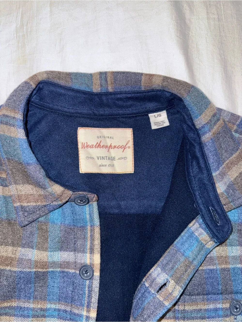 Weatherproof Men's Blue and Brown Plaid Zip-Up Sweater Shirt